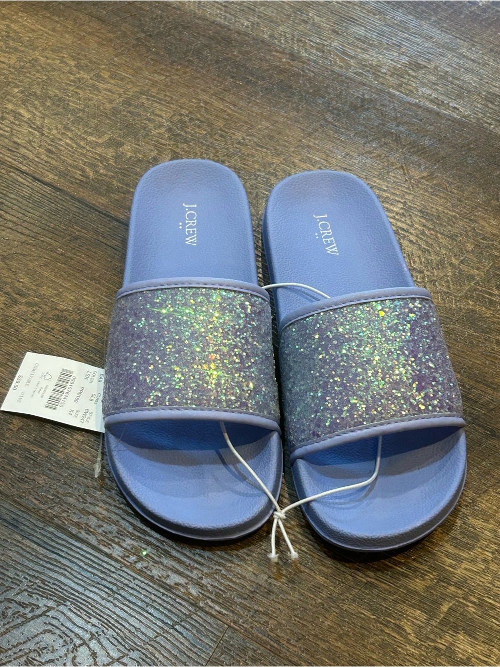 Crewcuts Lavender Glitter Slide Sandals 4